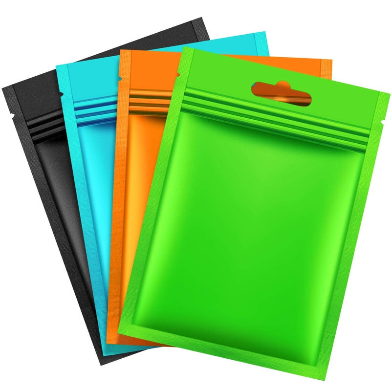 Hestya 200 Pieces Film Resealable Bags Polyester Odor Proof Bags Aluminum Foil Food Storage Metallic Flat Zipper Sealable Pouch for Small Business Candy Sample Packaging(7 x 10 cm,Multicolor) - Image 1
